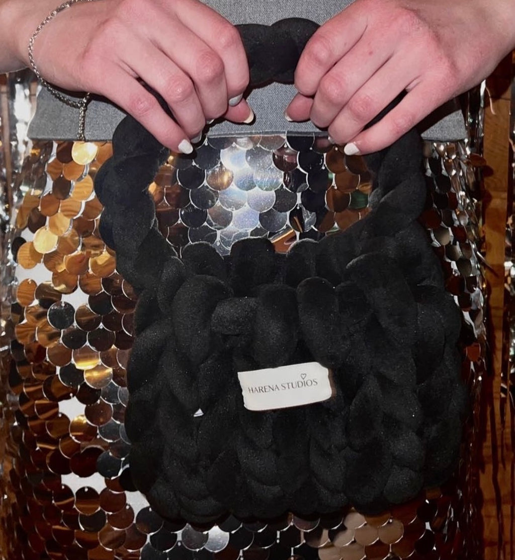 BLACK BUBBLE MINI HANDBAG